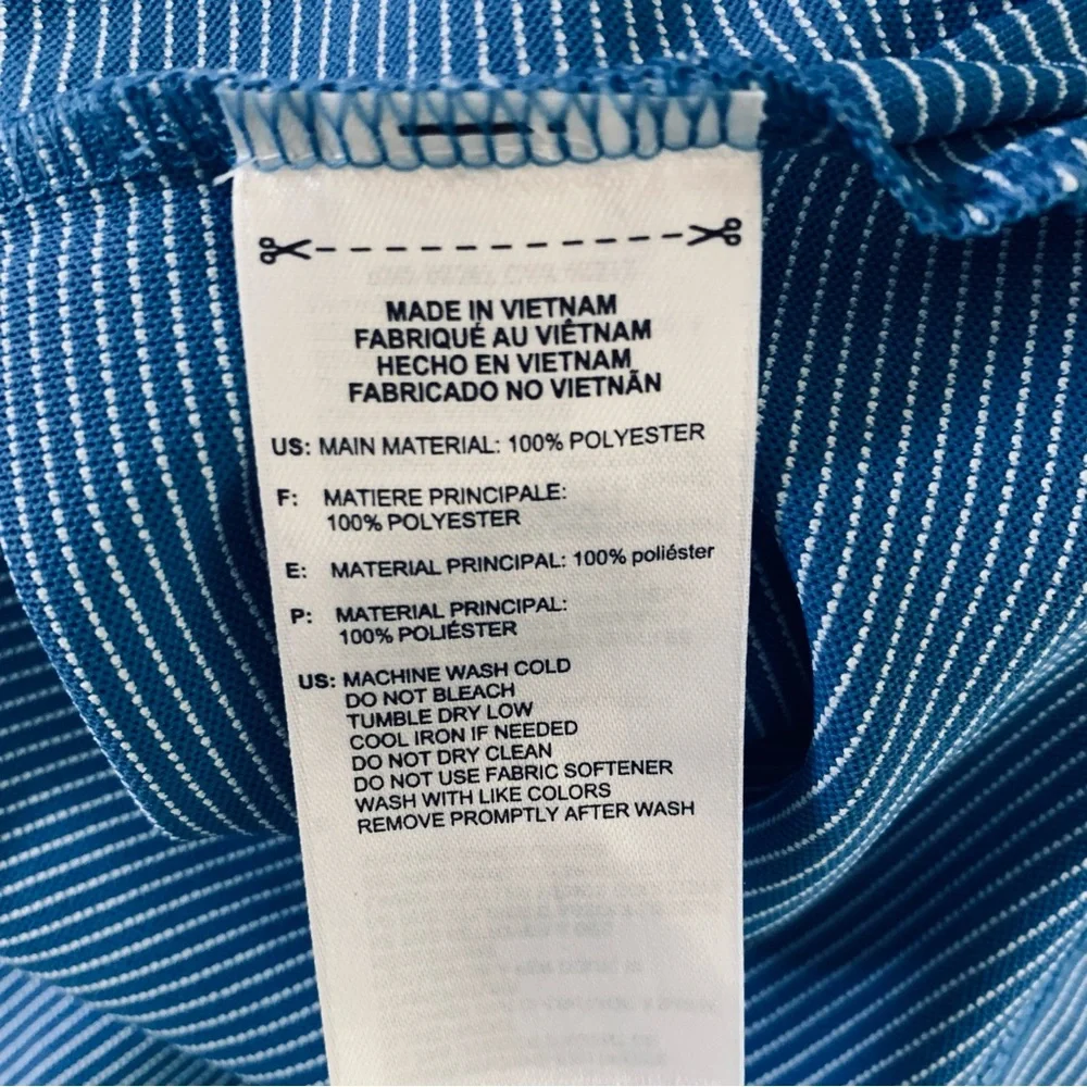 Adidas Golf Polo Shirt Men's Short Sleeve Striped Blue‎ Size 2XL